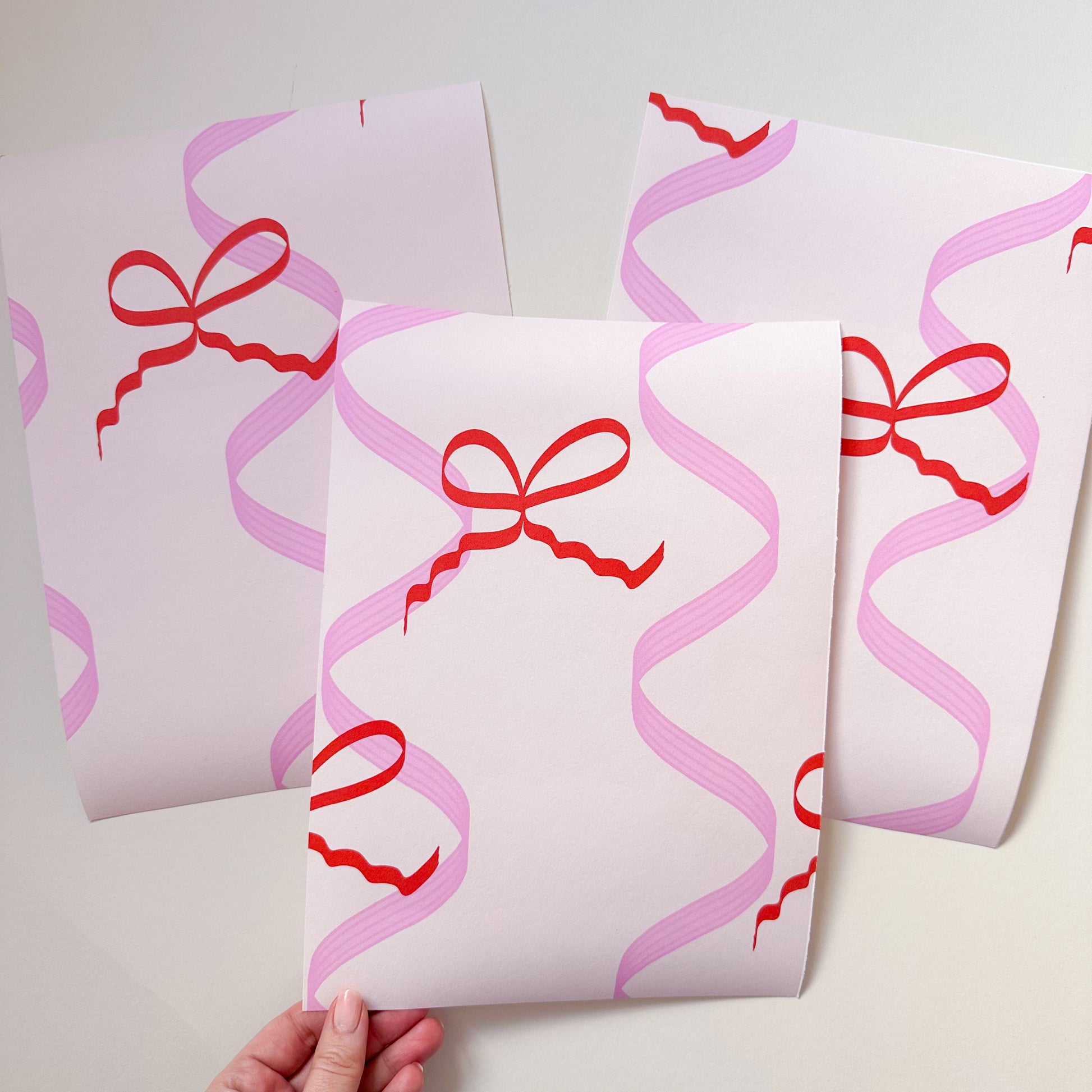 pink and red bows ribbons wallpaper sample for girls bedroom colourful interior