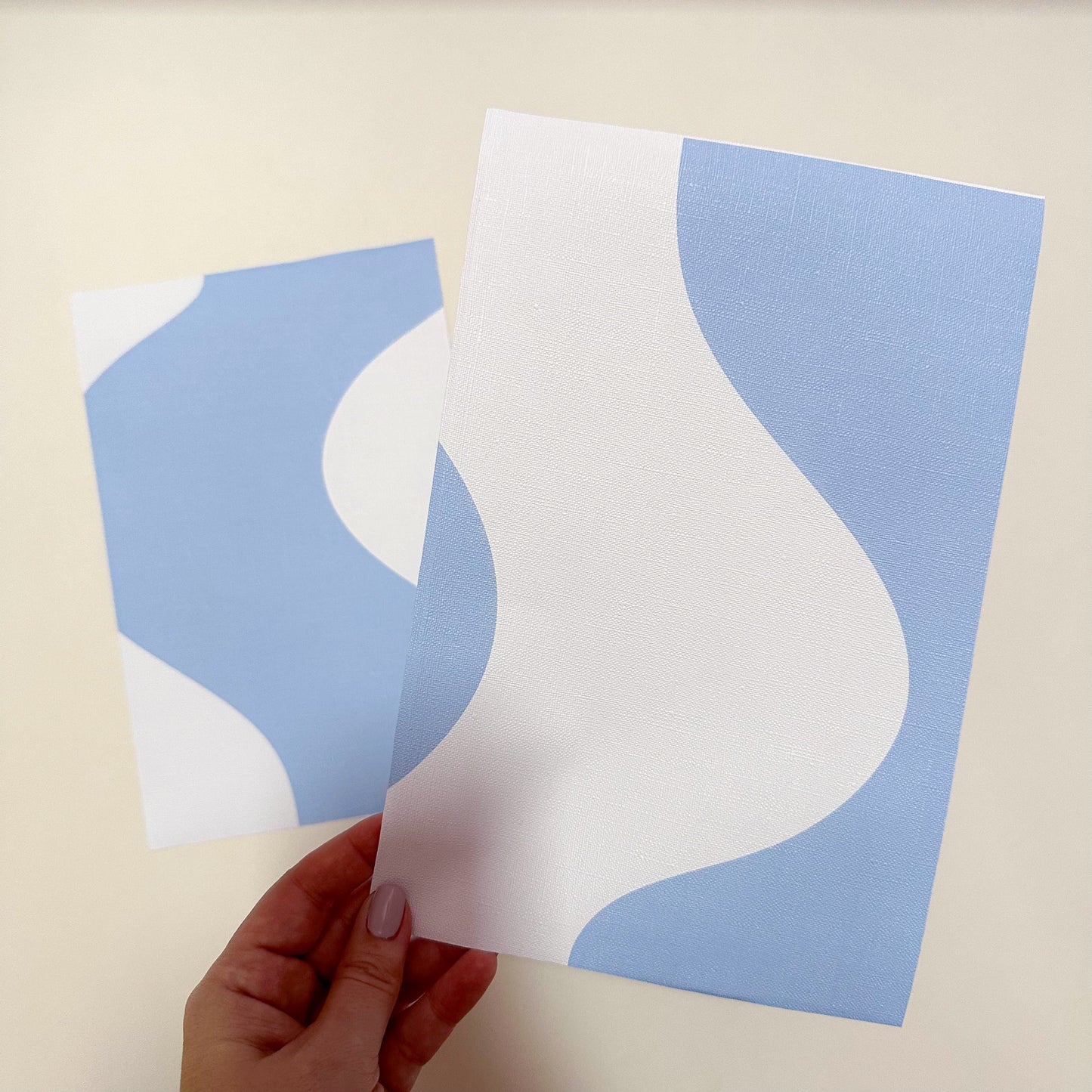 wavy peel and stick wallpaper in pastel blue colour