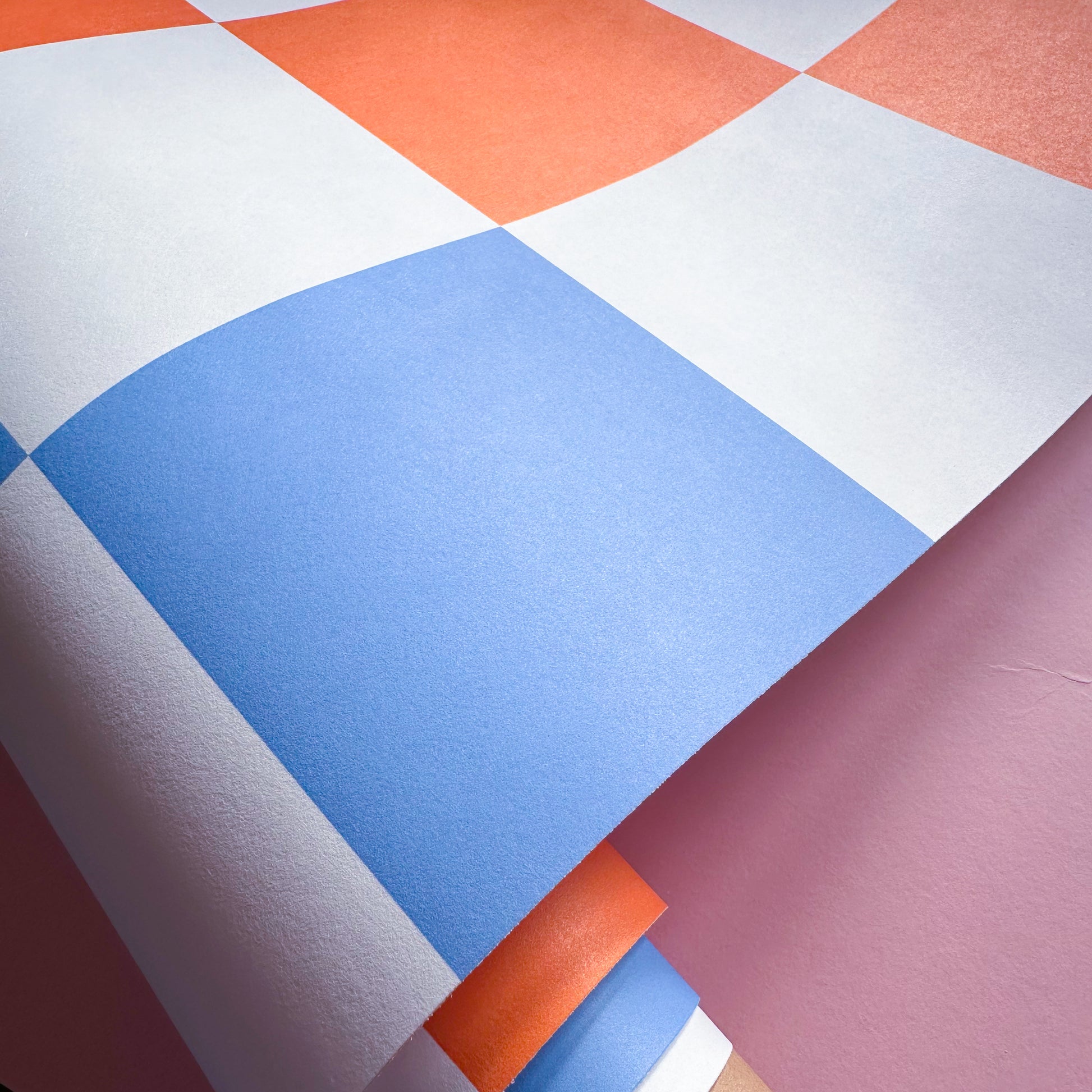 orange and blue checkered wallpaper