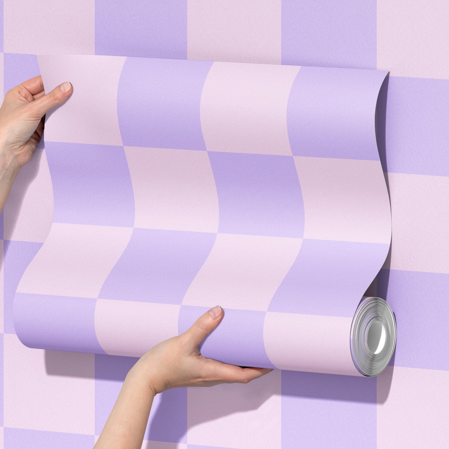 Pink and purple wallpaper, checkered wallpaper in pink and lavender lilac soft purple colours 