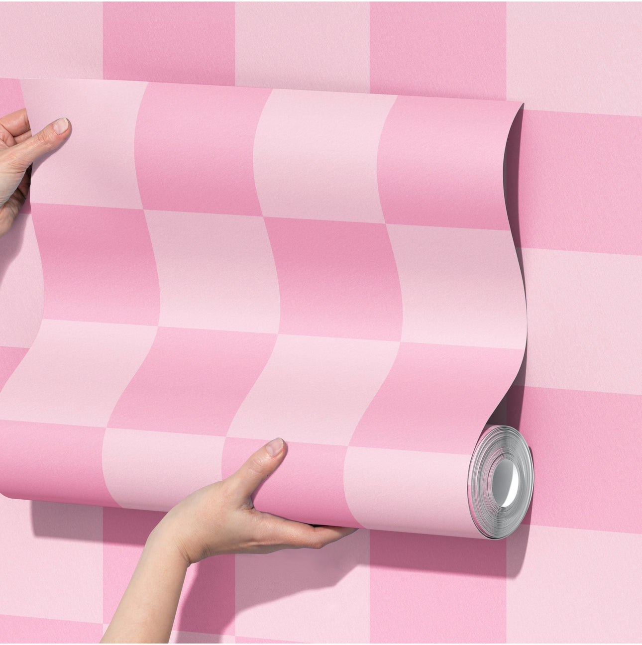 checkmate checkered wallpaper in pink colours for interior walls girl bedroom house 