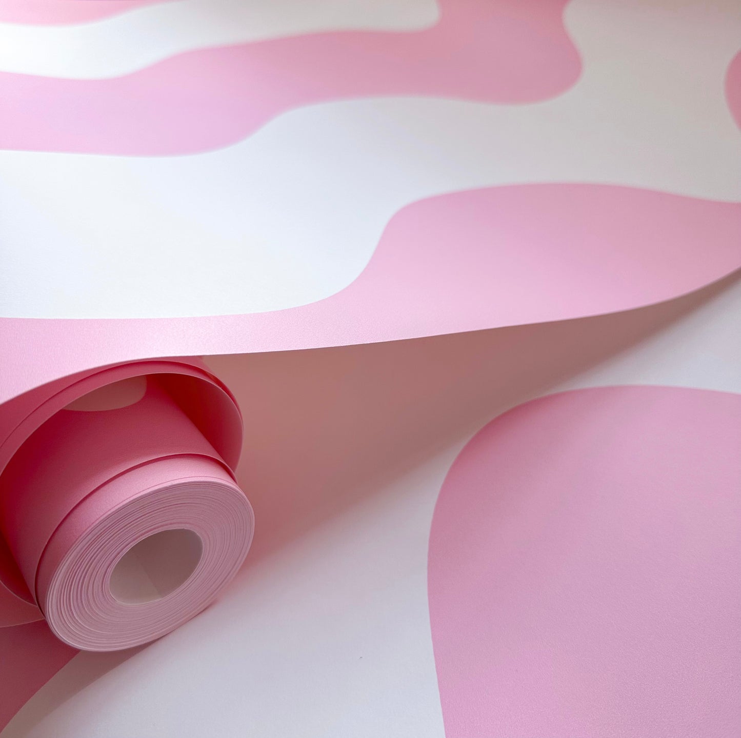 Pink wavy wallpaper for girls bedroom pastel interior