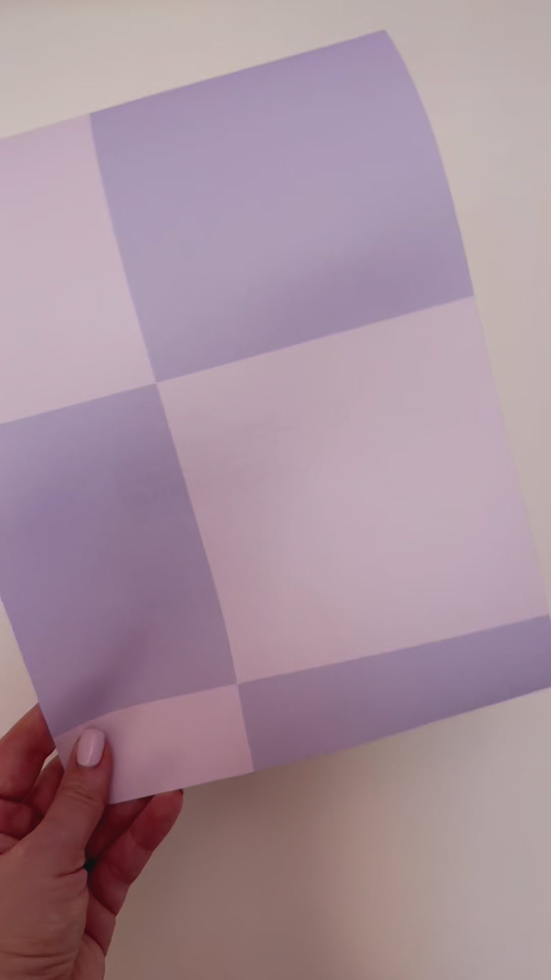 ‘Checkmate’ Checkerboard Wallpaper in pastel Lavender and Pink Champagne