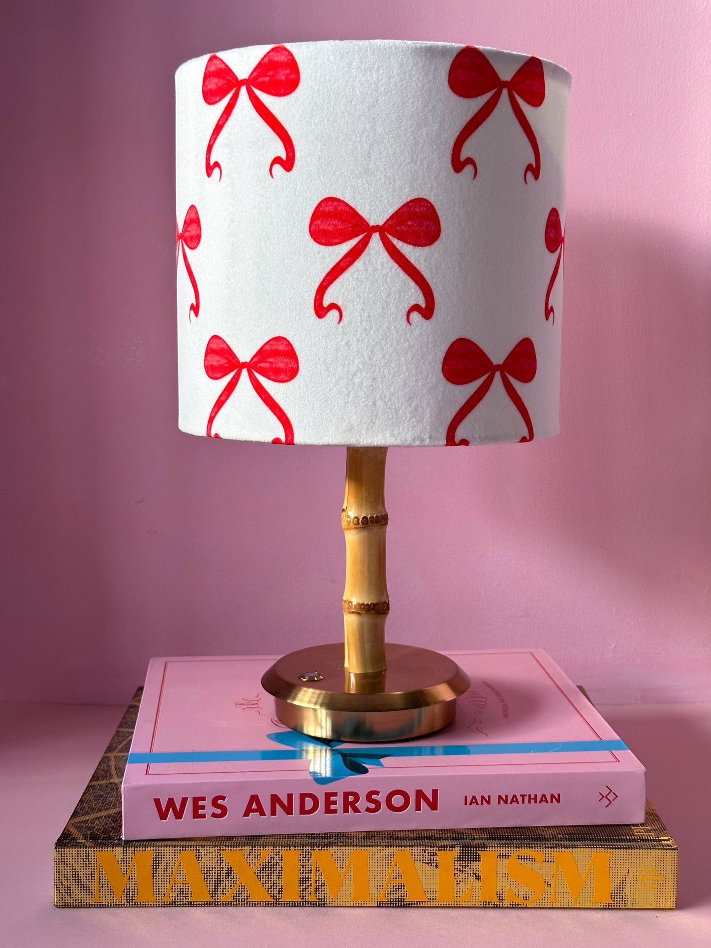 Lampshade with red bows, bow lampshade, girls lampshade, romantic lampshade, velvet lampshade