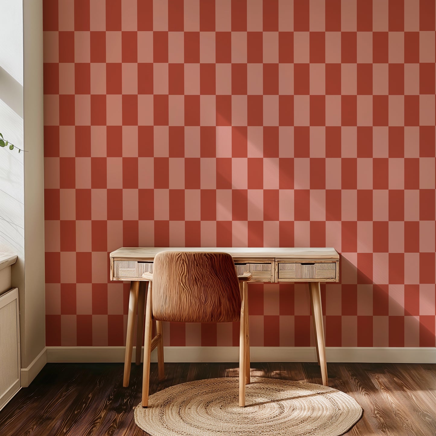 retro vintage wallpaper checkered design in pink and red colours