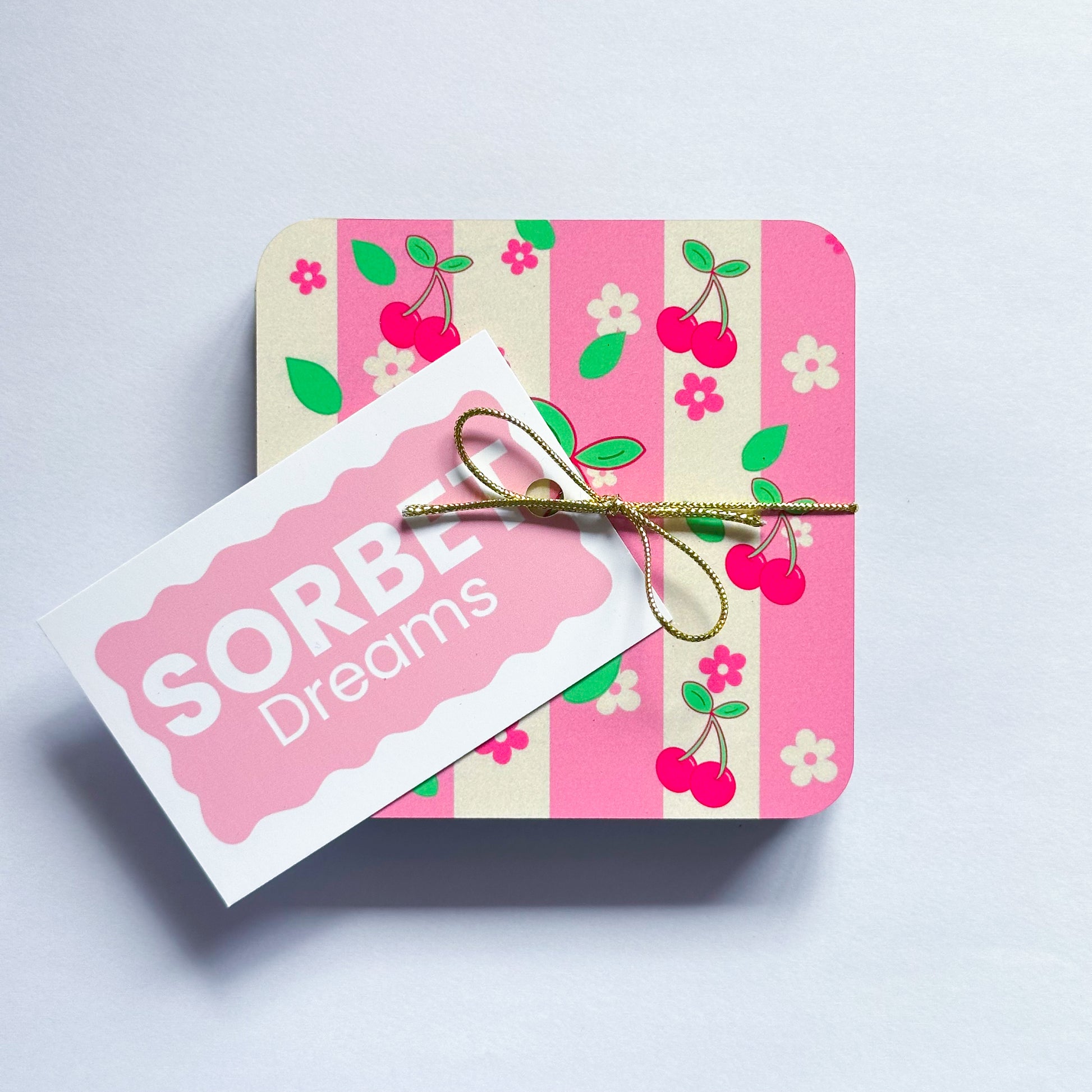 set of cherry coasters sorbet dreams pastel home decor new house warming gift