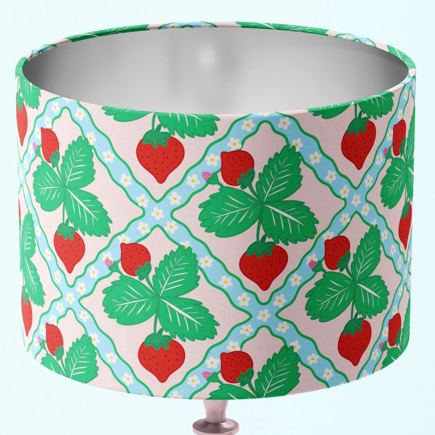 Lampshade with strawberry pattern, cute lampshade, girls bedroom lamp, strawberry theme room decor, luxury lampshade