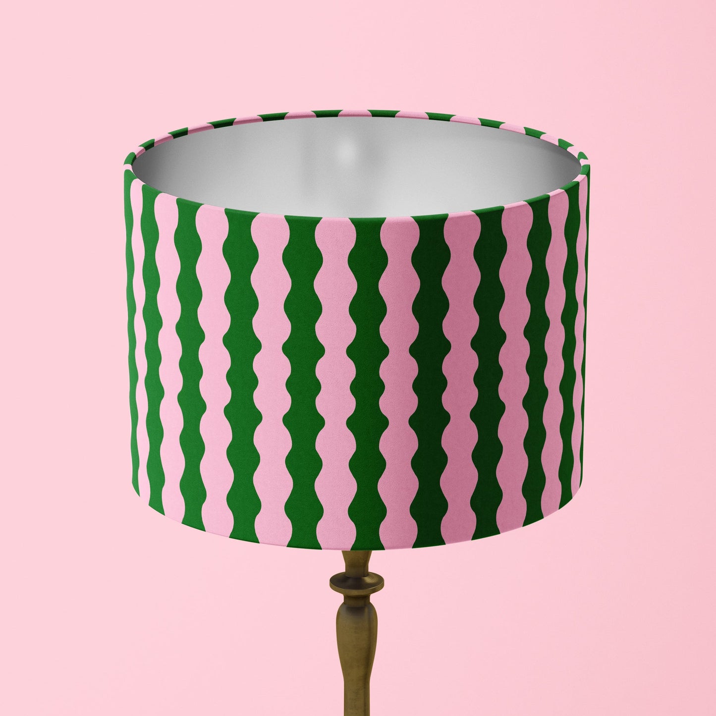 pink and green wavy lampshade, wiggle lampshade, modern abstract lampshade