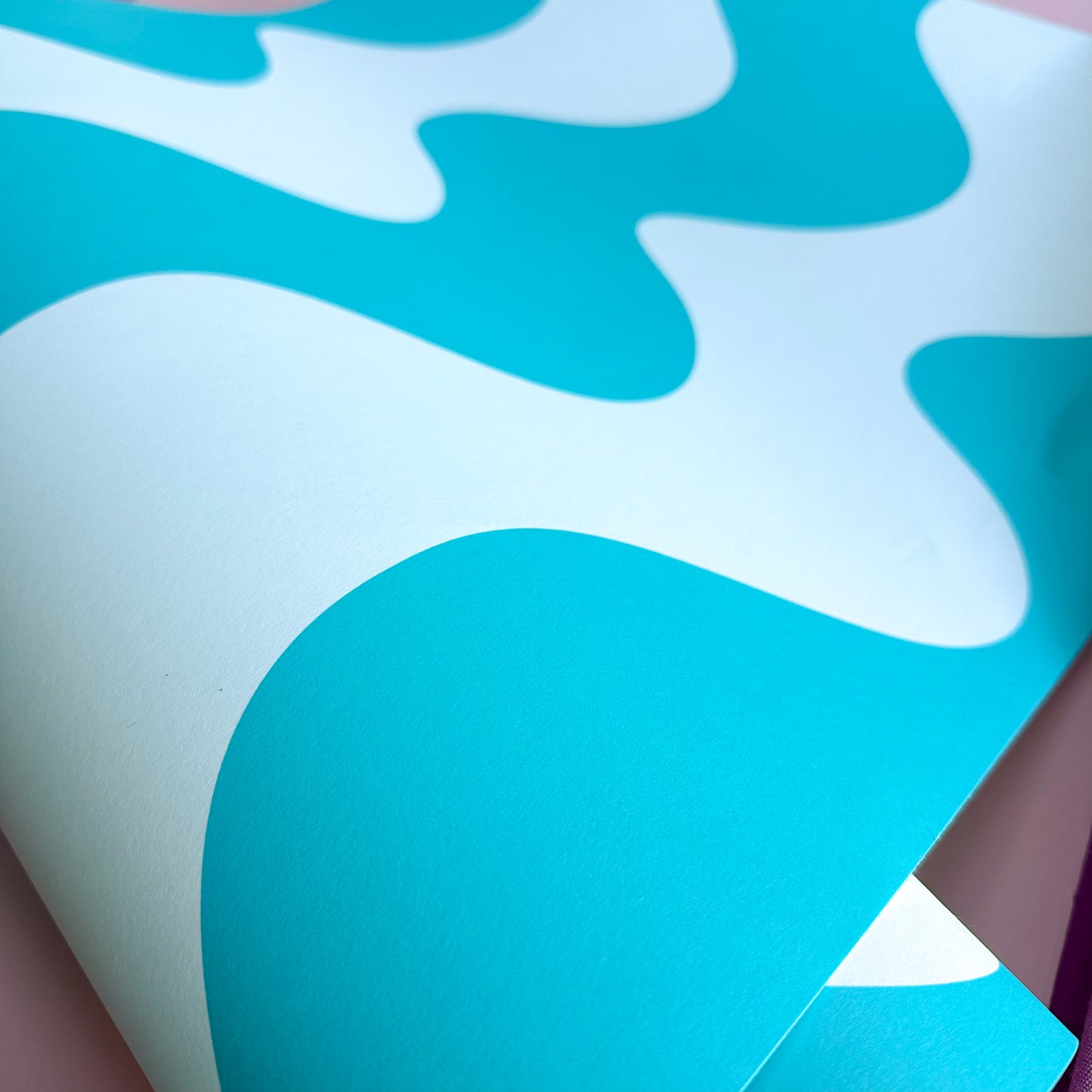 Turquoise wallpaper with wavy design retro vintage modern wallpaper 