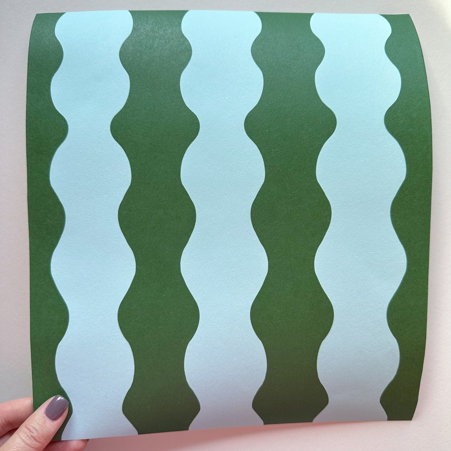 wavy wallpaper sample in green and blue colours