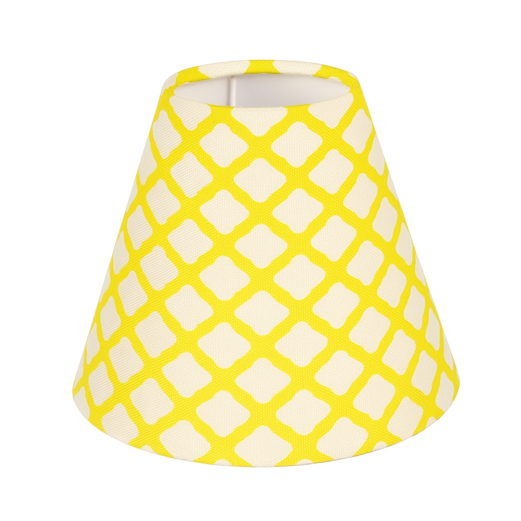 Yellow and white patterned candle clip lampshade 