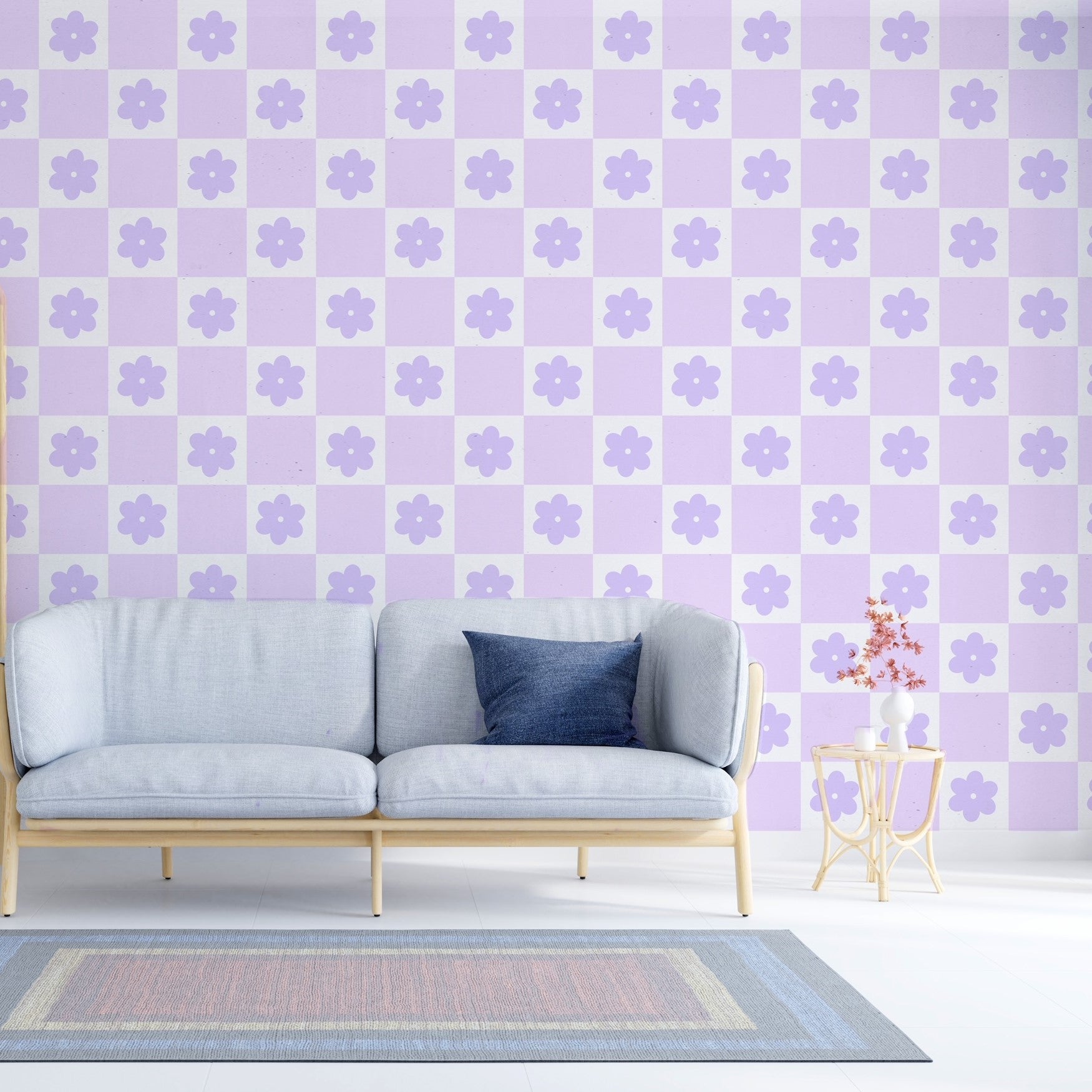 lilac wallpaper with daisy checkerboard checkered wallpaper purple